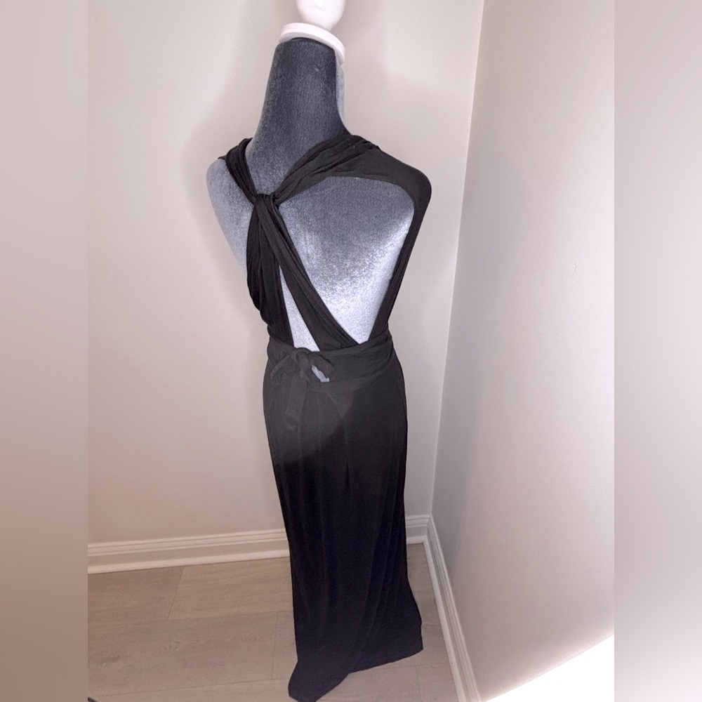 Tart Black Jersey Tie Back Maxi Dress Size M - Picture 6 of 12